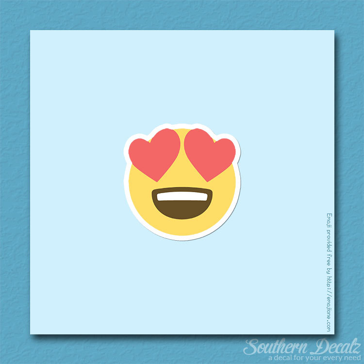 Heart Eyes Smiley Emoji – Vinyl Decal Sticker – c116 – 3.75" x 3.75"