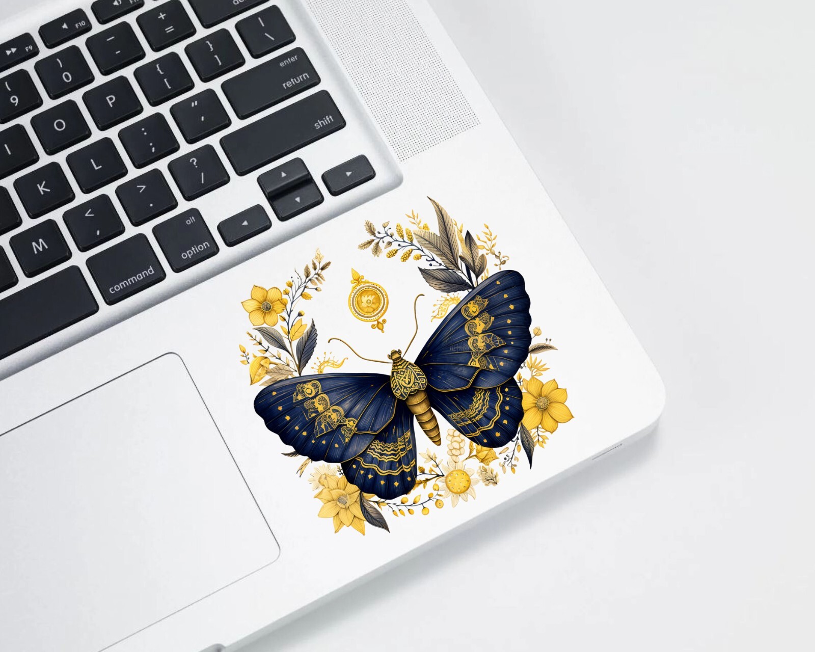 Navy Blue and Yellow Butterfly UV DTF Transparent Sticker / Decal