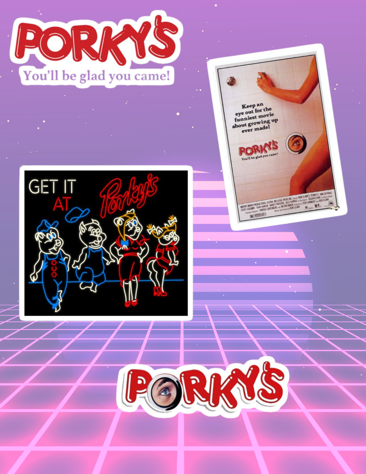 Porkys 80's Movies 4pc Sticker Pack