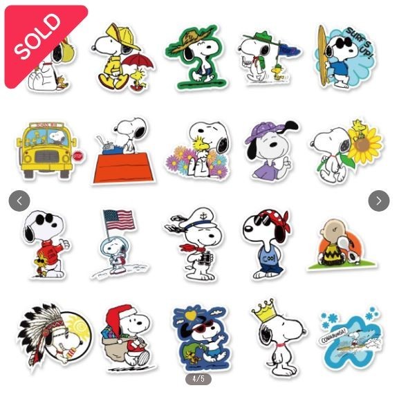 50pc SNOOPY-COWABUNGA Stickers, Great for-Phone, Car, Water Bottle, Laptop, Bike