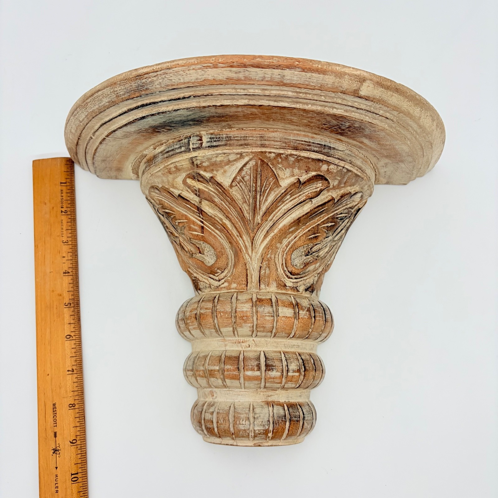 Wall Sconce Shelves Carved Wood Vintage Ornate Set of 2 made in India