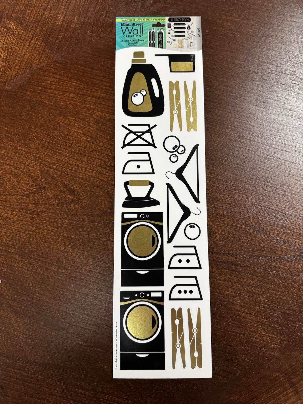 Main Street Wall Creations Vinyl Wall Sticker Laundry Room Black Gold Removable