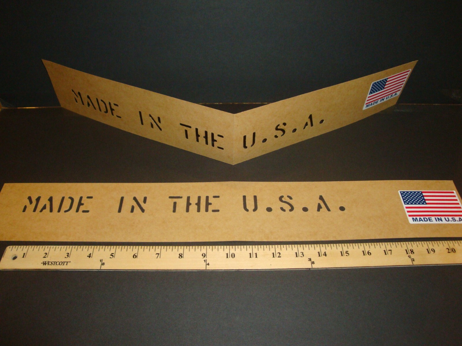 Original 1" letters MARSH US Military Oil board Stencil paper MADE IN THE U.S.A.