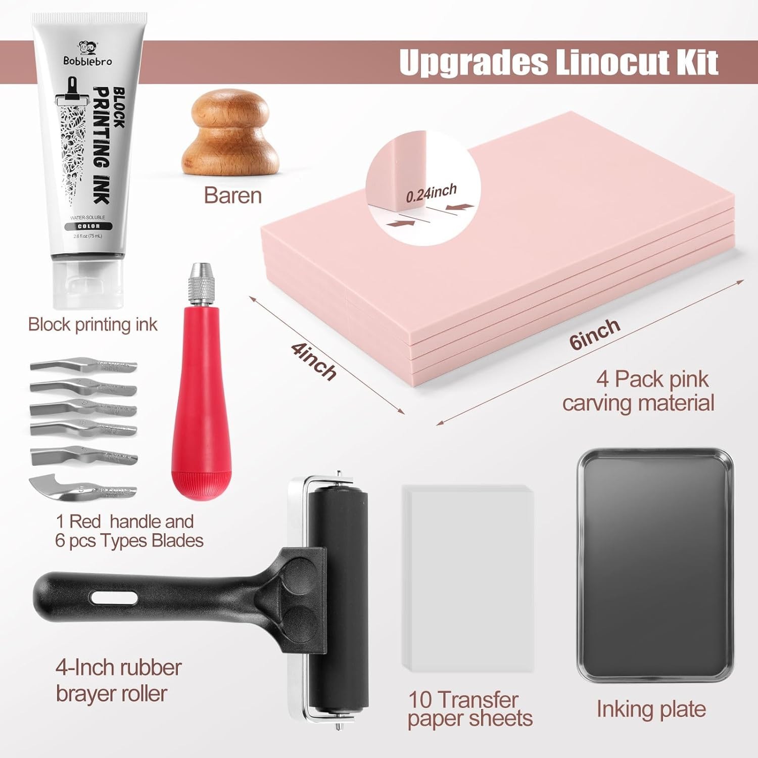 Linocut Kit for Printmaking – Arts and Crafts for Adults – Christmas DIY Kit