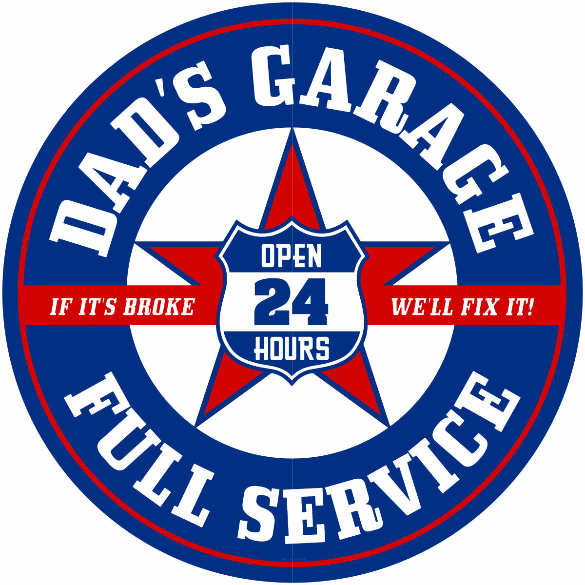 Dads Garage Service Wall Decal Blue Red – Gas Station Decor