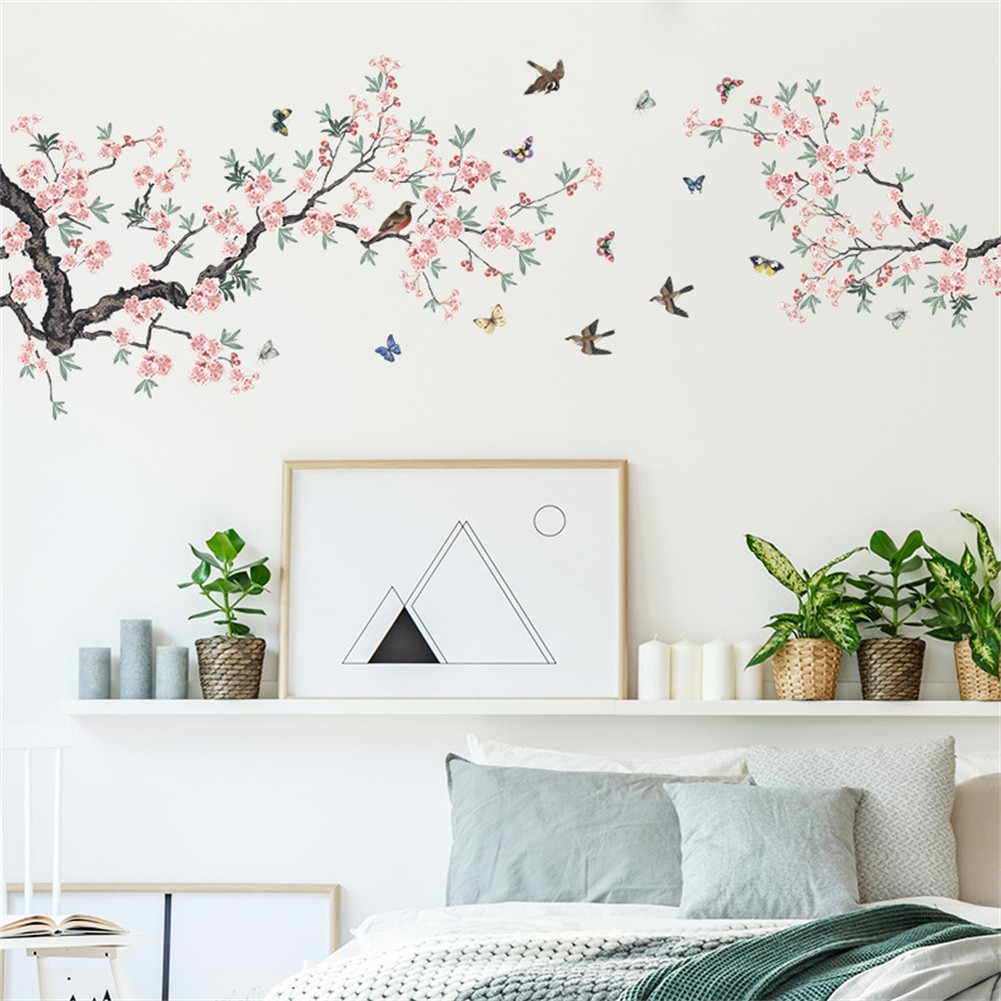 Easy To Apply Bedroom Living Room Branch Bird Stickers Bedroom Wall Stickers