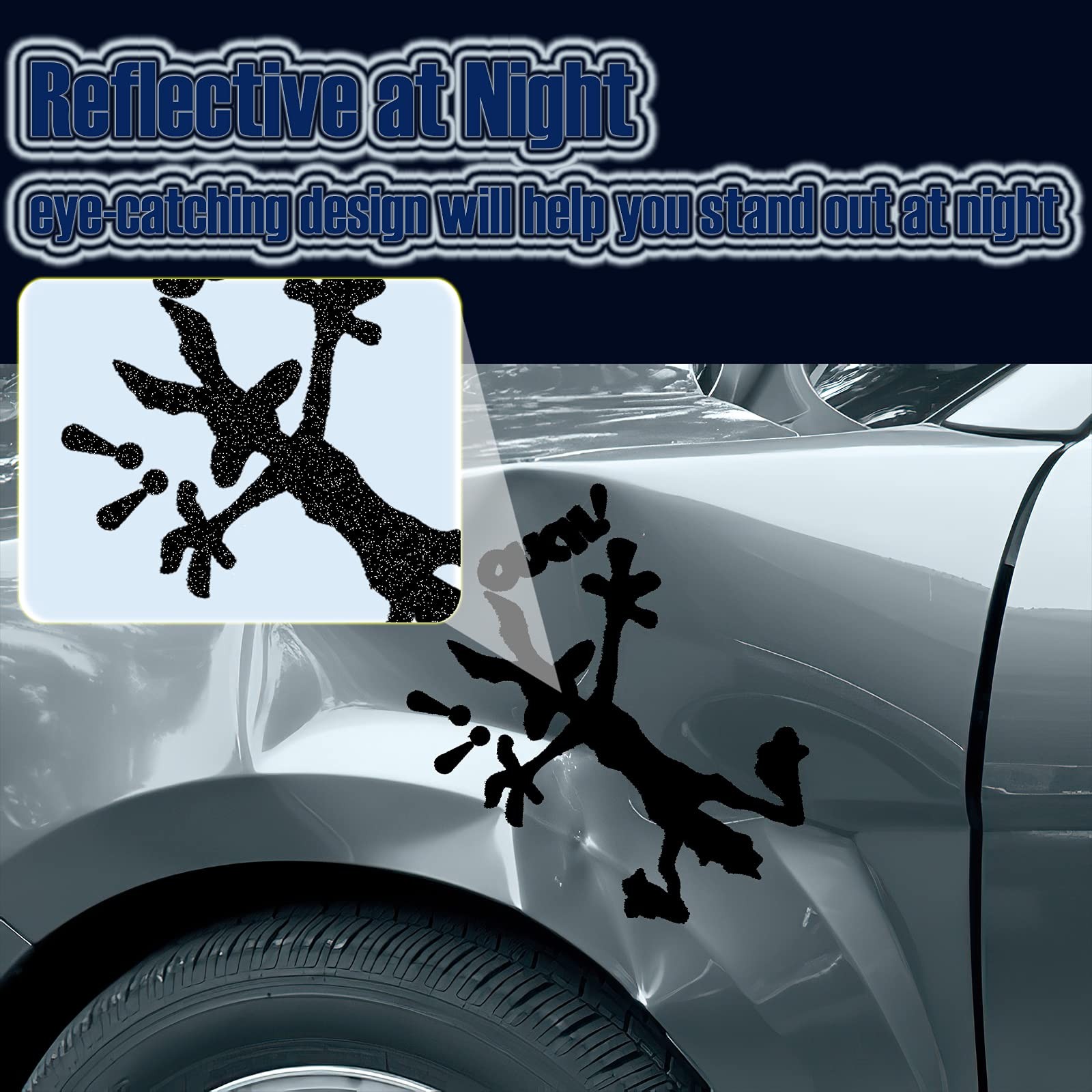 2 Pcs Reflective Dent Fix Car Decal 9.8" 5.9" Cartoon Coyote Splat Wall Door