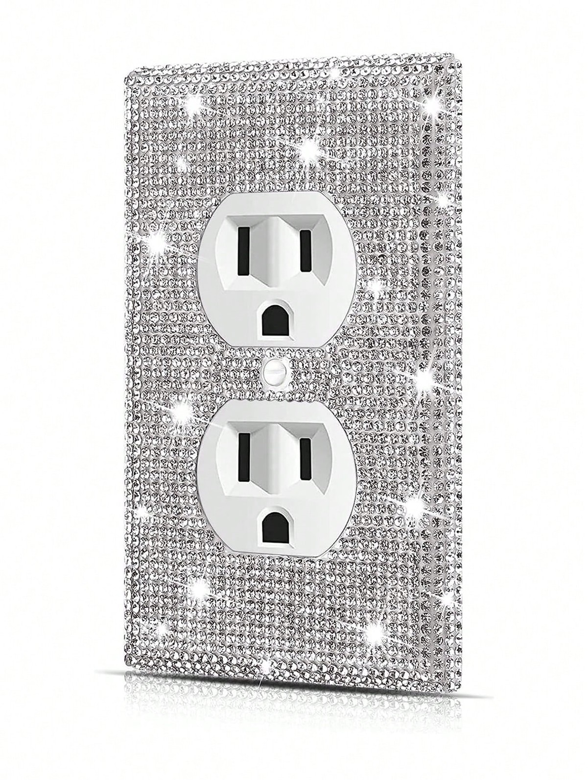 Silver Rhinestone Outlet Cover Plate 1 Piece Standard Size Home Decor