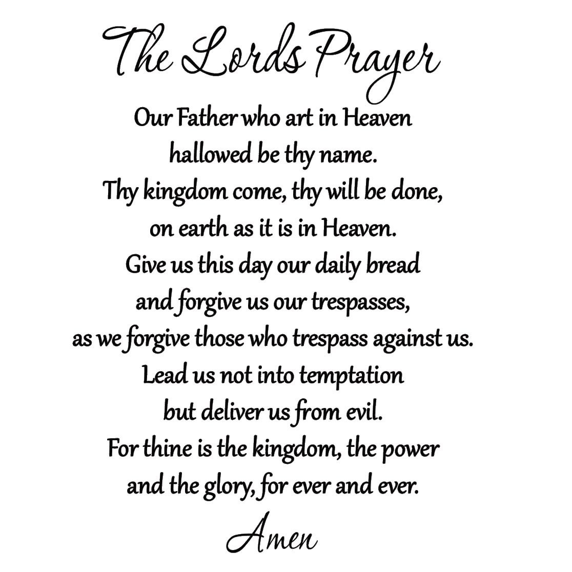 The Lord's Prayer Bible Wall Decal Our Father Vinyl Wall Art Scripture Quote Fai