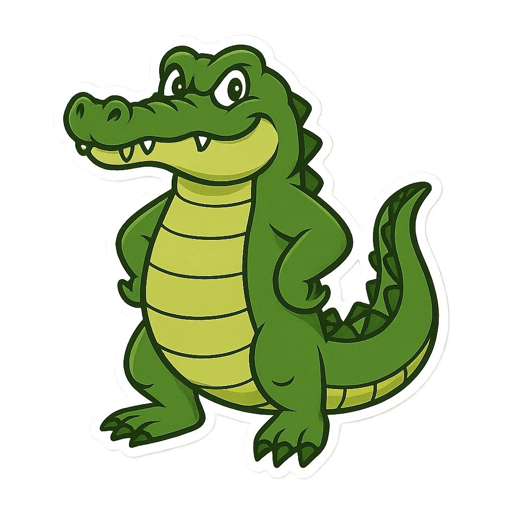 Alligator 3” Tall Vinyl Decal Sticker Cartoon Gator For Cars Cups Mugs