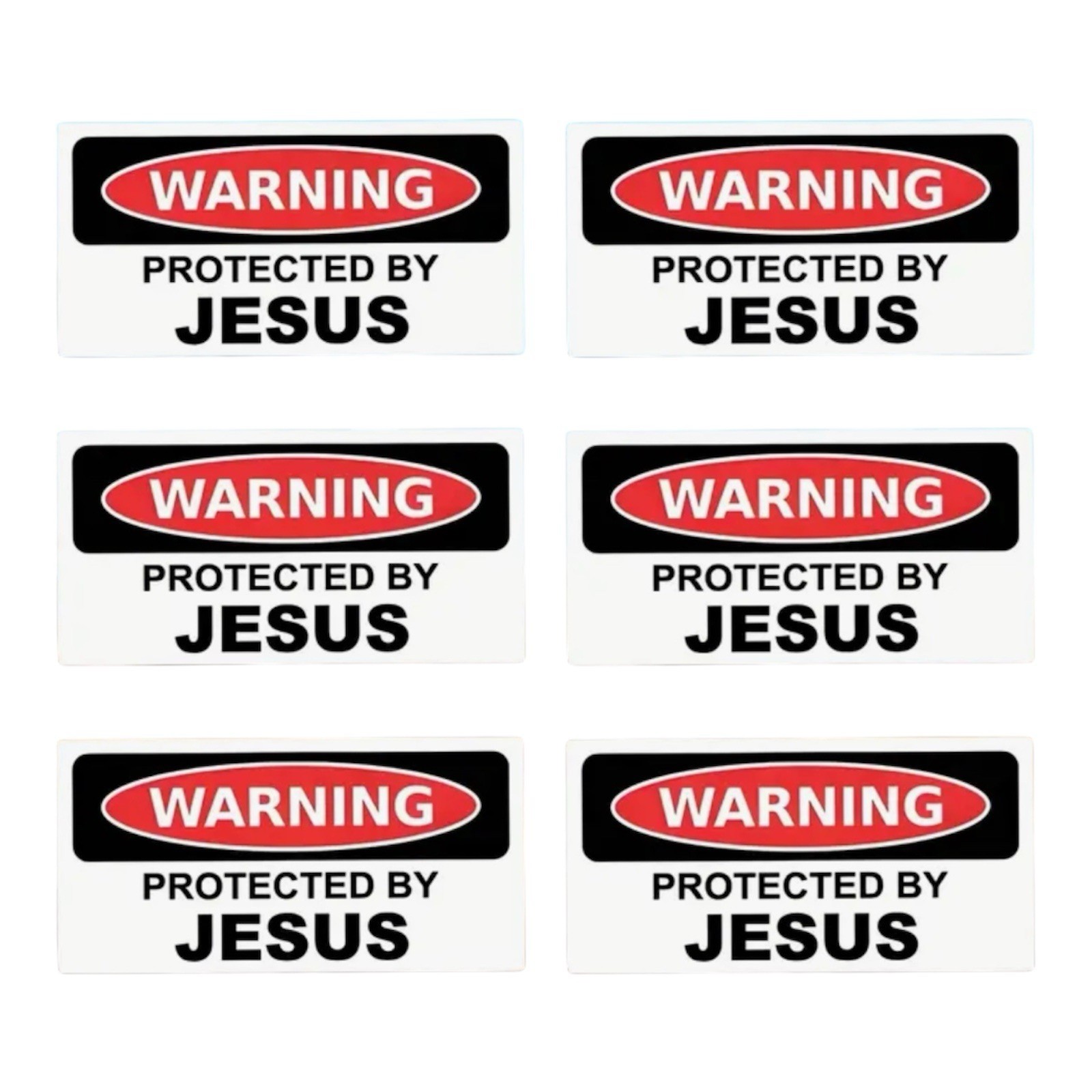 WARNING PROTECTED BY JESUS 2.75” WATERPROOF VINYL DECAL STICKER 1PC