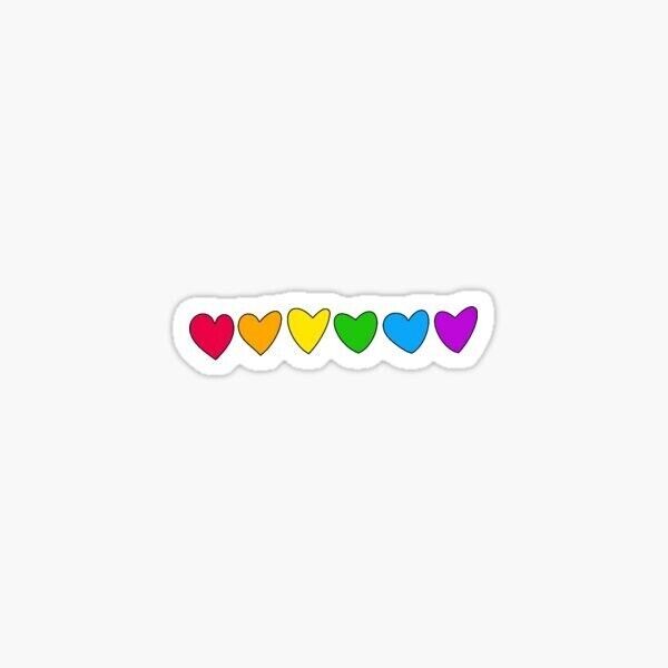Cute Rainbow Hearts Sticker Decal