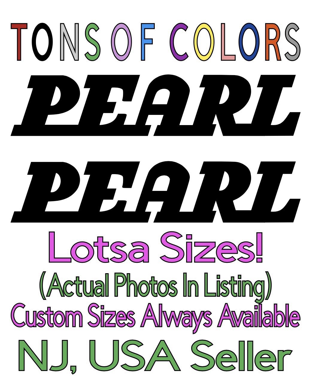 TWO VINTAGE Style Pearl Drums Die Cut Vinyl Decals FREE Decal Offer Inside!