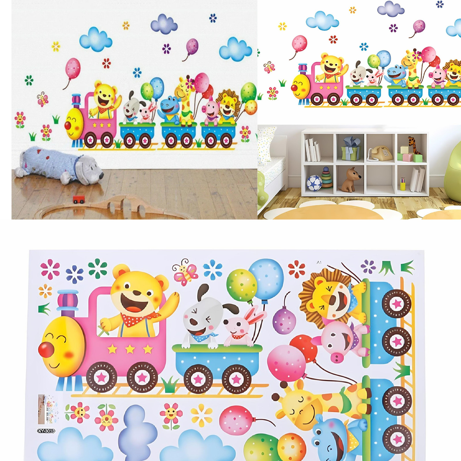Animals DIY Train Wall Sticker for Kids Baby Room Nursery Home Decor Mural Art S