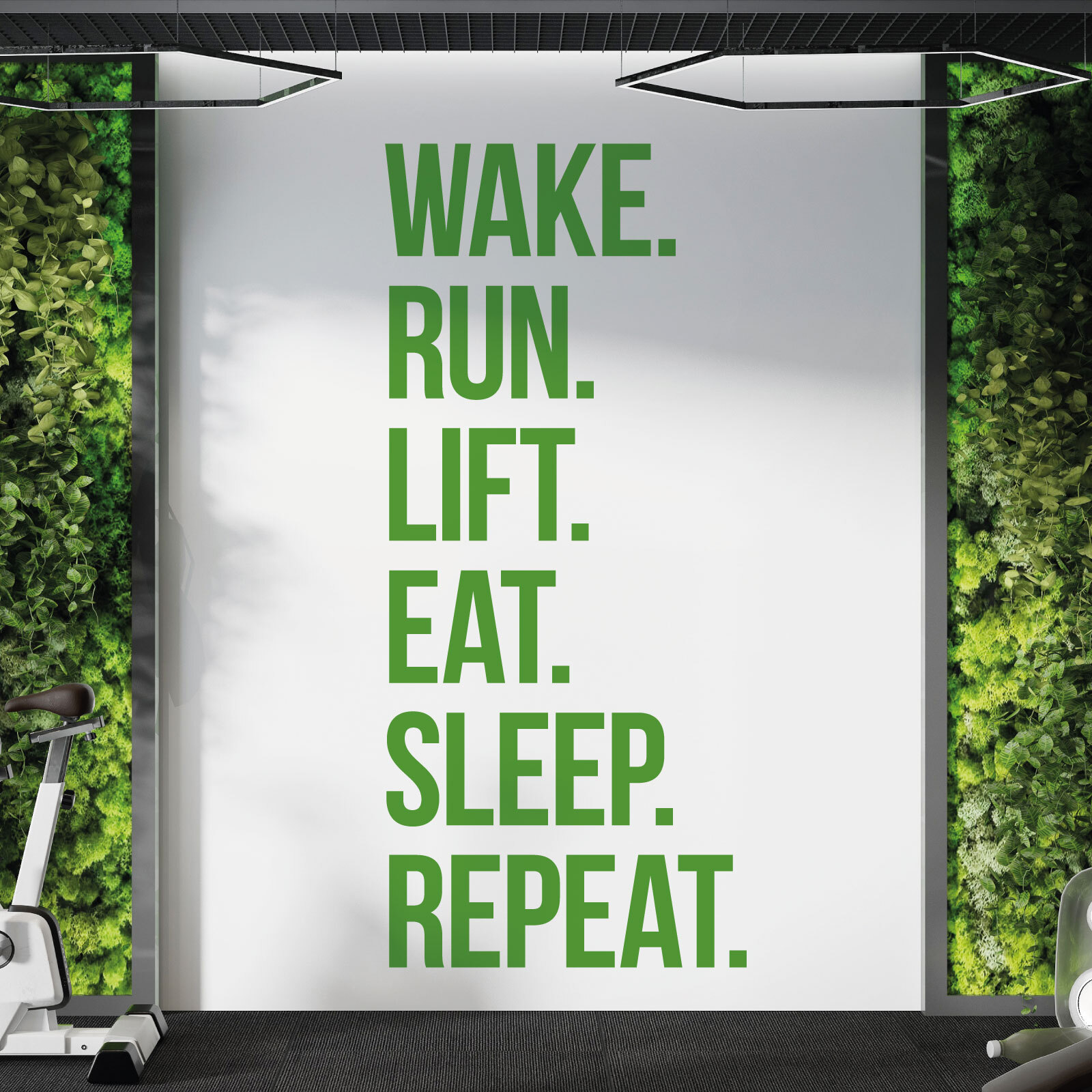 Wake. Run. Lift. Eat. Sleep. Repeat. – Gym Motivational Vinyl Wall Sticker UK