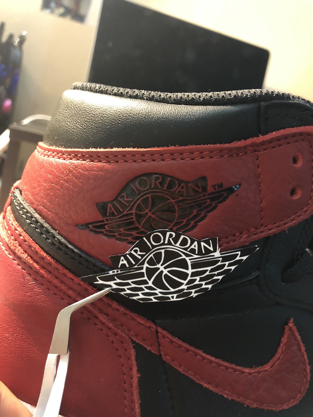 Air Jordan Wings logo w/ TM- vinyl decal sticker – Used for Aj1 Sneaker Repairs
