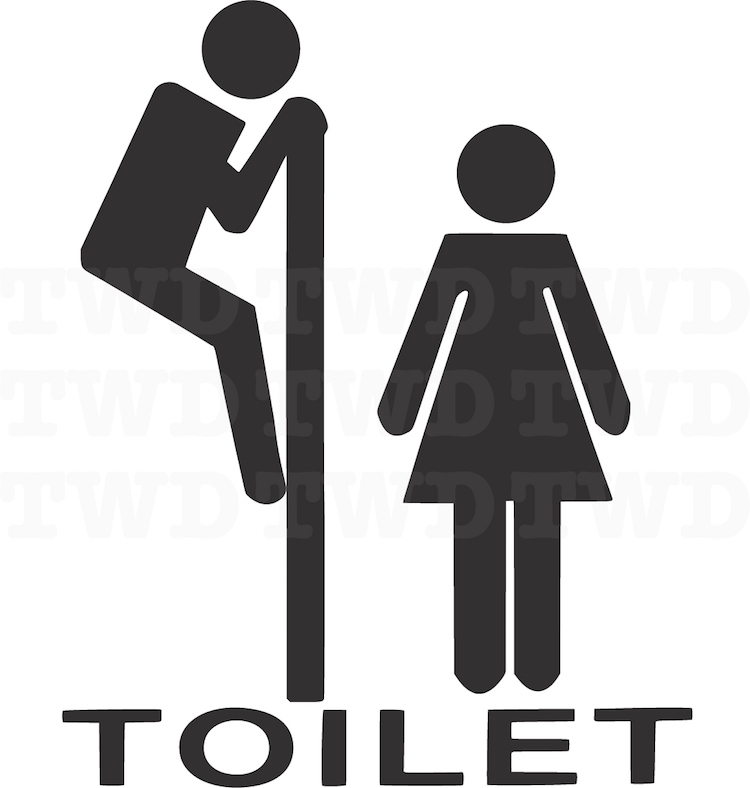 Toilet Vinyl Decal Sticker Sign, Funny Restroom Symbol Sign, Cartoon Toilet, a62