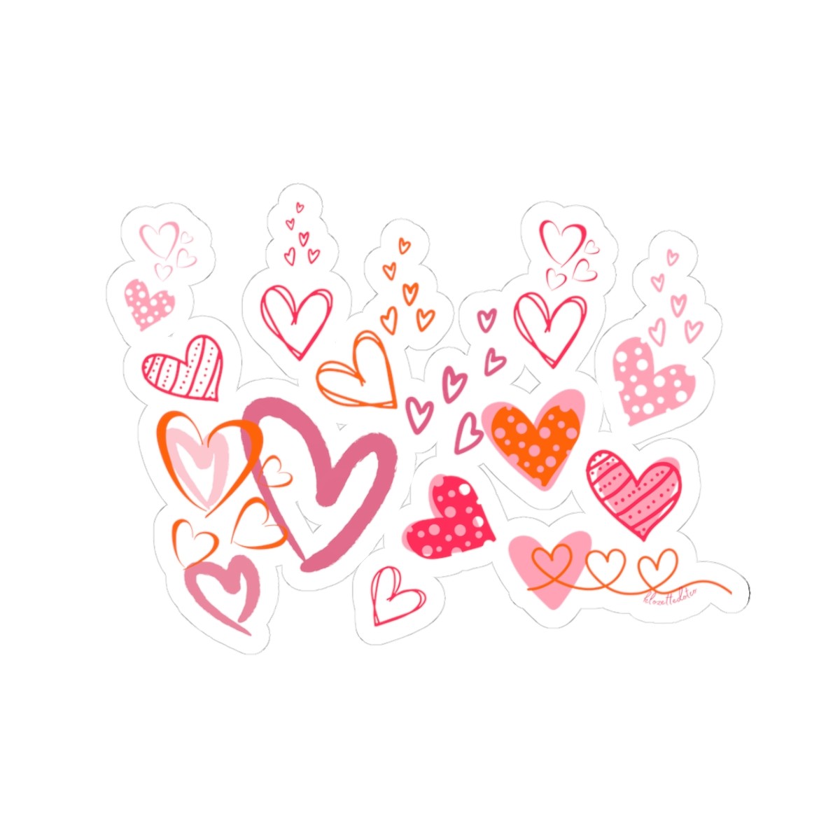 Hand-Drawn Hearts Kiss-Cut Stickers | Valentine Heart Sticker Sheet
