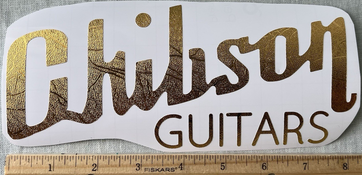 Chibson Guitars Gold Textured Permanent Vinyl Decal – 8 1/8" x 3 1/2"
