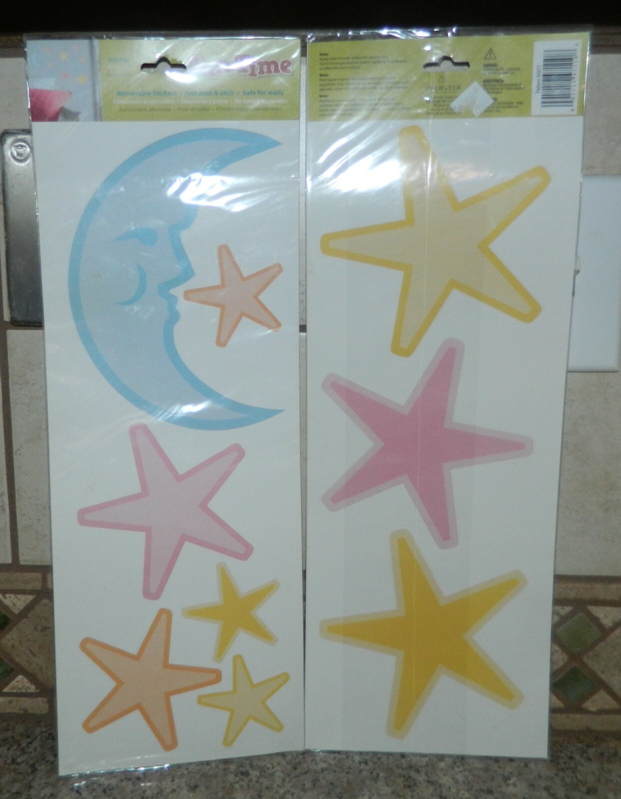 BREWSTER Removable STAR and MOON Wall Stickers Peel & Stick NEW