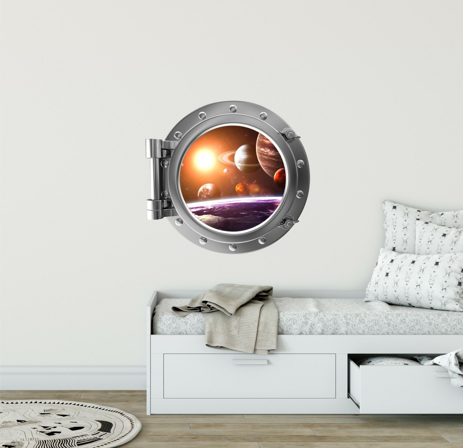 PortScape Solar System #3 Space Porthole Window Wall Decal Vinyl Wall Sticker