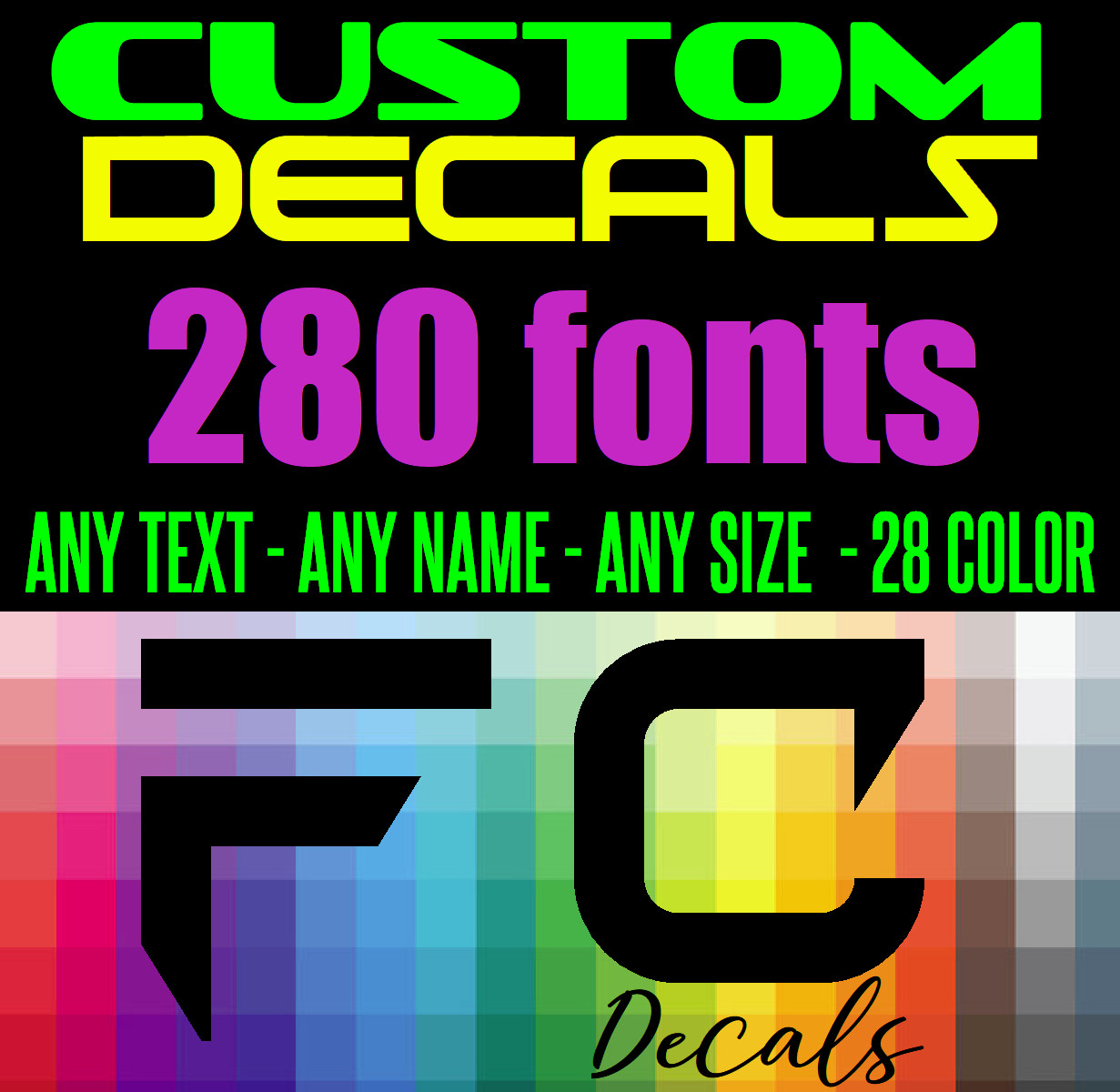 Custom Text Vinyl Lettering Sticker Decal Personalized ANY TEXT – ANY NAME [A15