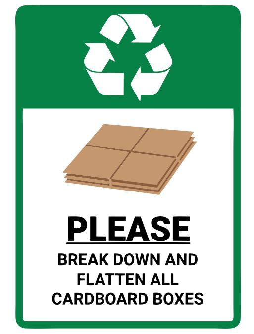 Break Down All Cardboard Boxes Safety Sign Sticker Decal Label D7352