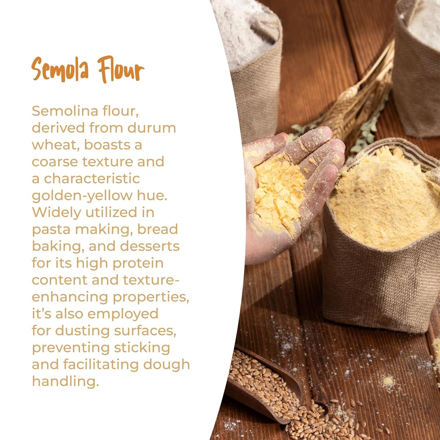Semolina Wheat Flour 2.2 LB (Pack of 6) 211.2 Ounce 1)