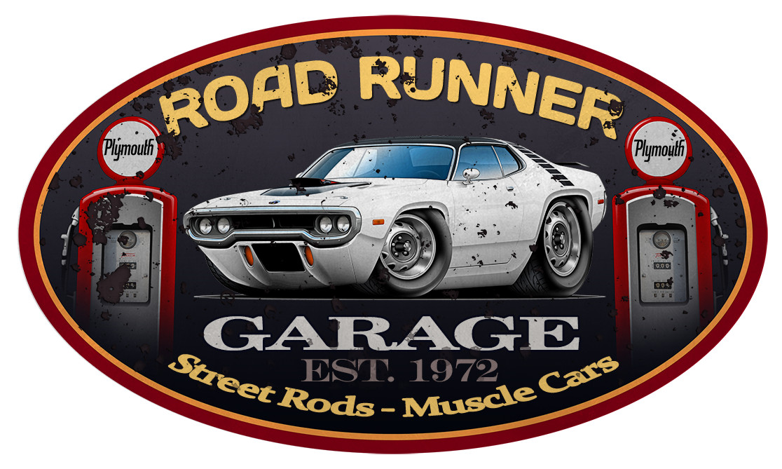 1972 Plymouth Road Runner Garage Sign Wall Art Graphic Sticker