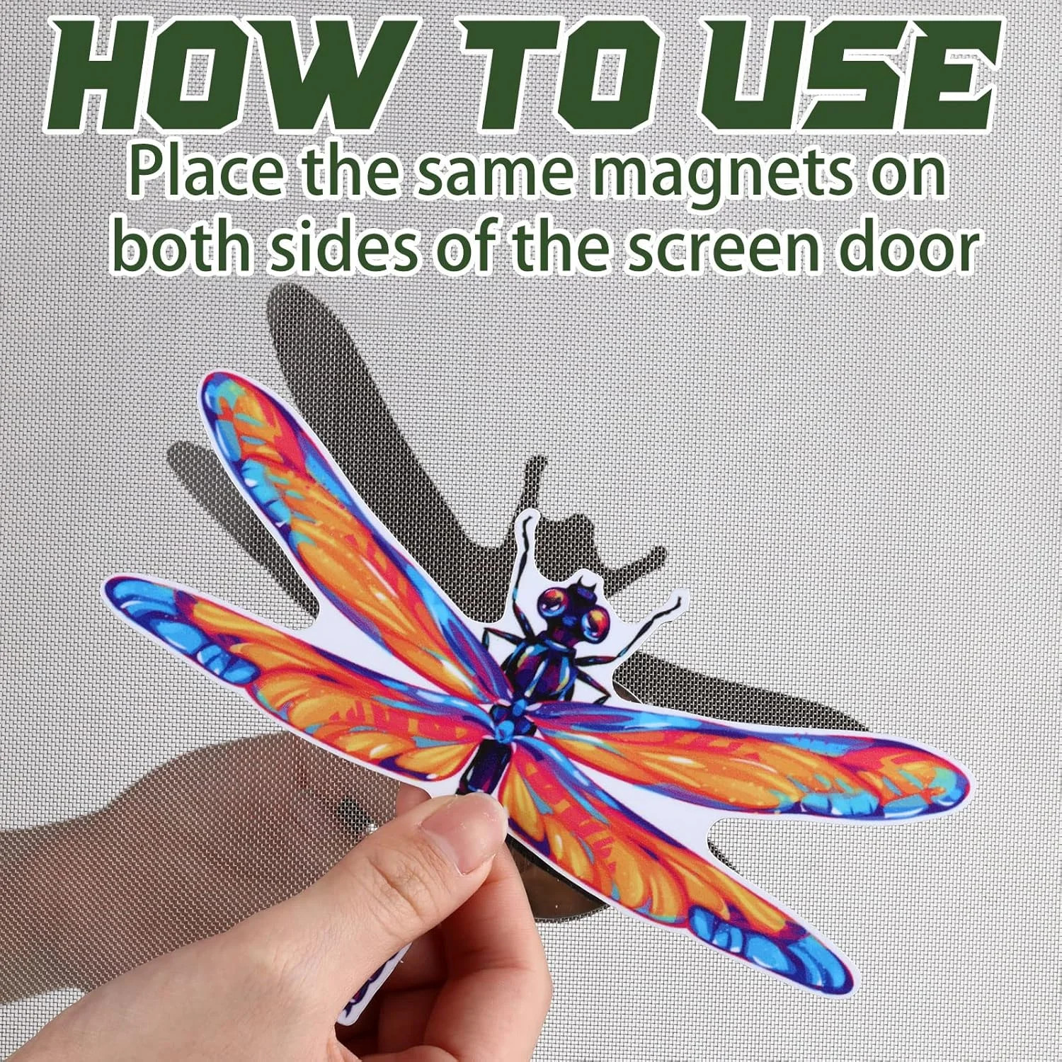 12 Pieces Dragonfly Screen Door Magnets Double Sided Screen Stickers Magnetic Fl