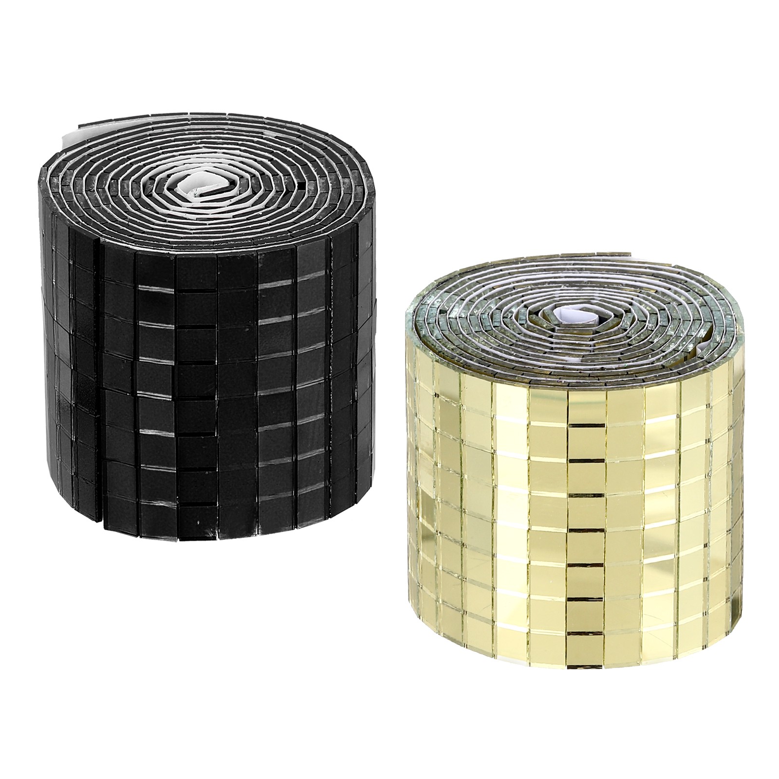 3200 Pieces Adhesive Mosaic Tiles 5 x 5 mm Disco Tiles 2 Rolls (Black/Gold)