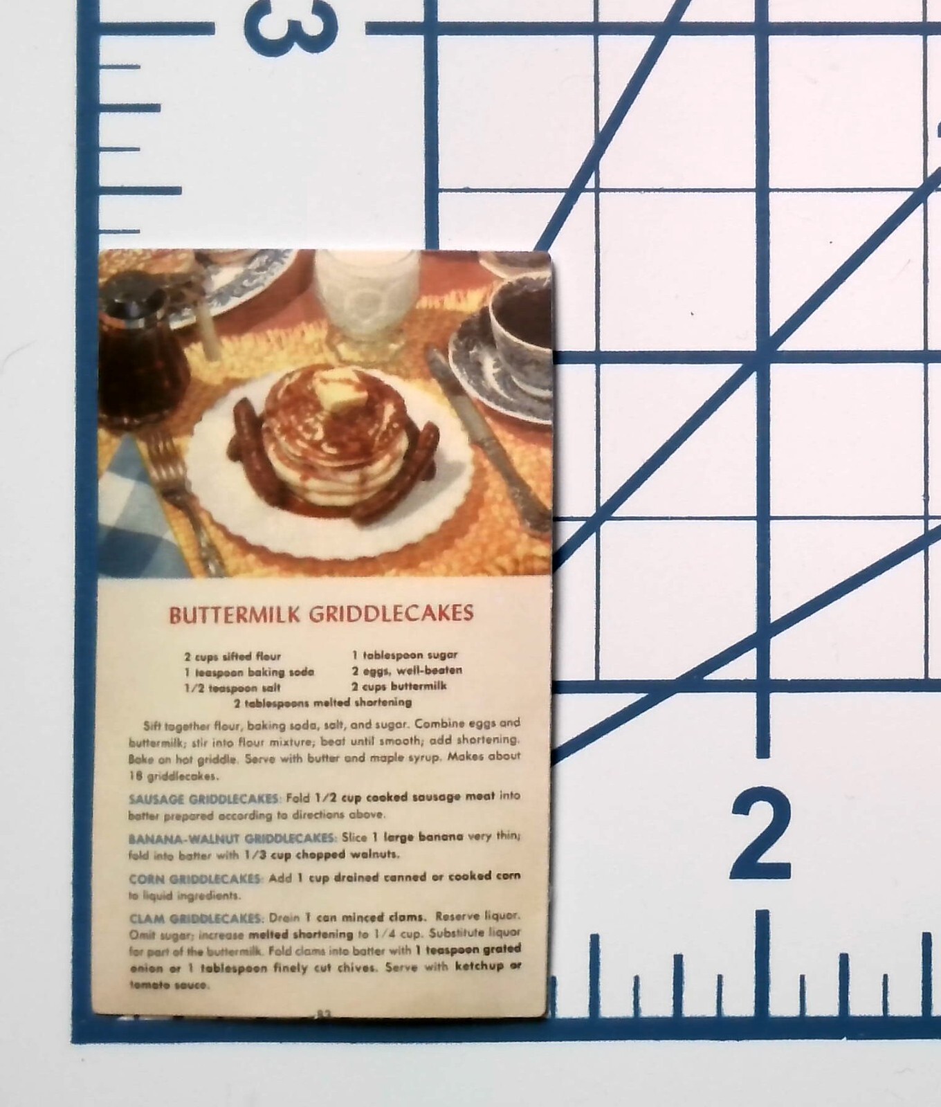 Buttermilk Griddlecakes Recipe Card Vintage Pancake Sticker Scrapbooking Kitchen