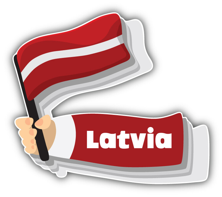 Latvia Flag Hand Car Bumper Sticker Decal