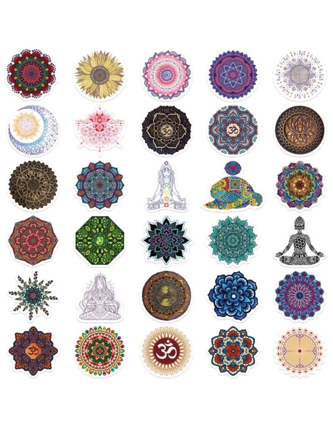 15Pcs Mandala Floral Yoga Spiritual Vinyl Stickers,Waterproof,Laptop,Car,Window