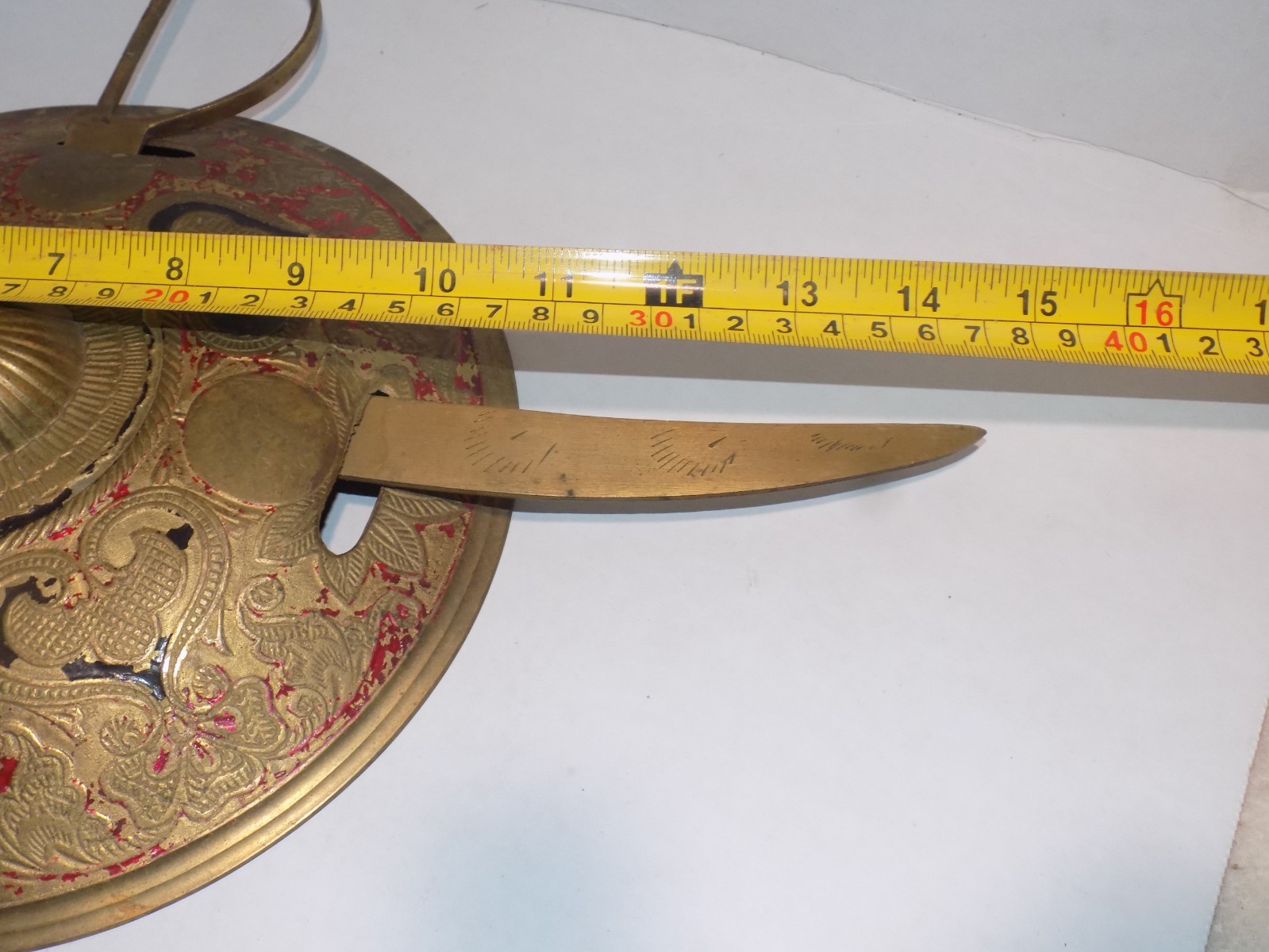 Decorative Brass Shield with Two Swords, Enamel Work Wall Hanging Showpiece Gift