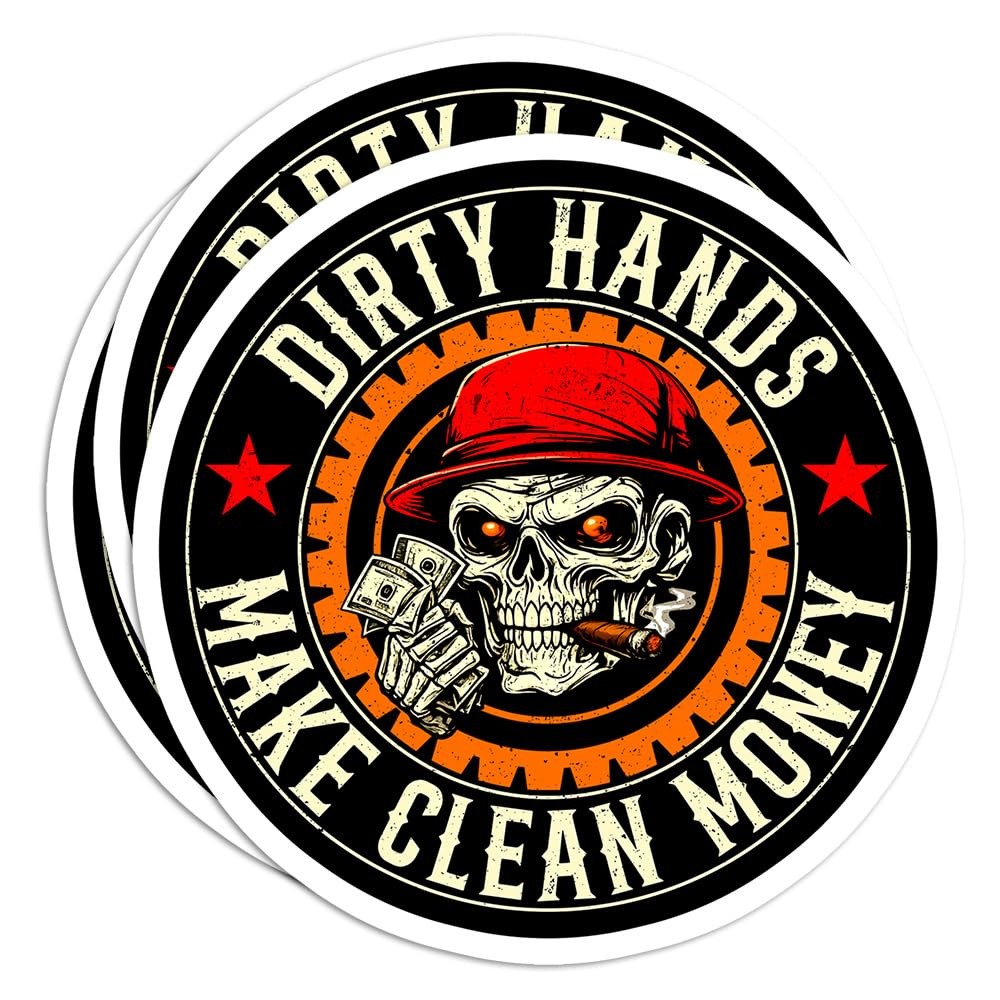 Generic Mechanic Sticker 3 Pcs 3 Inches Dirty Hands Money