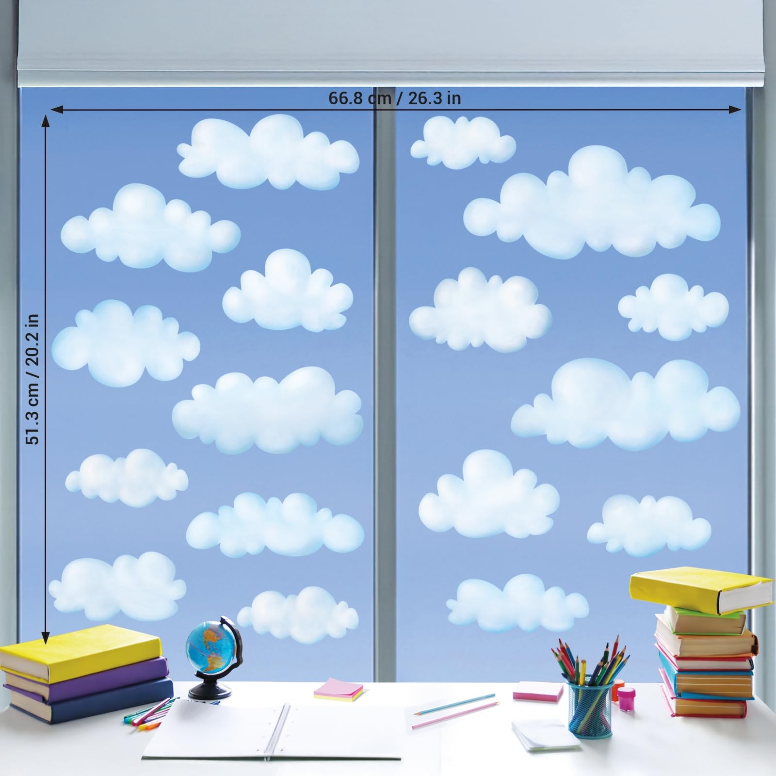Cloud Window Clings – White Puffy Cloud Window Stickers for Bedroom, Nursery,…
