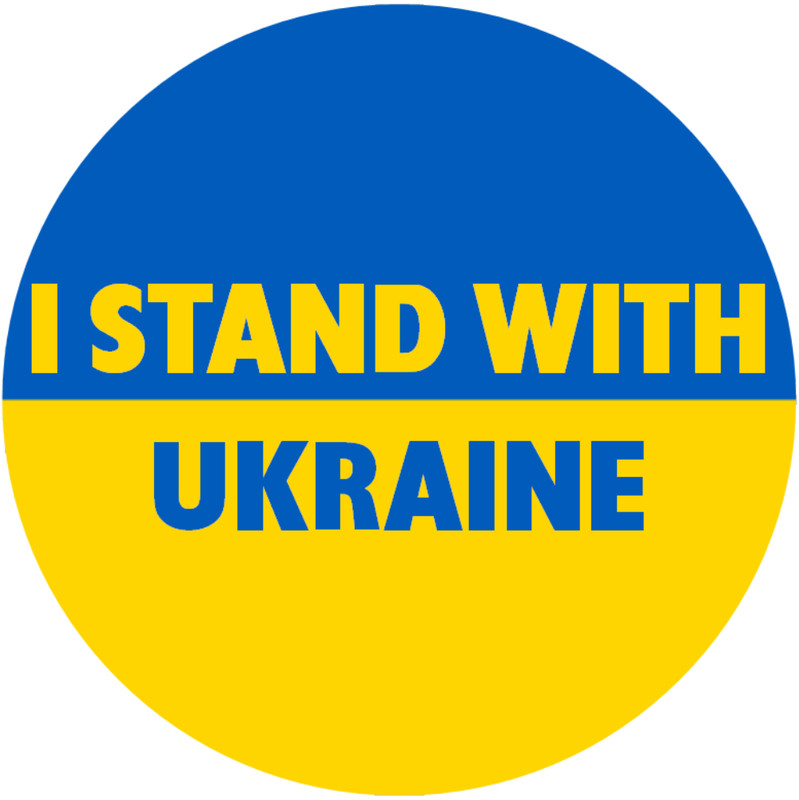 I Stand With Ukraine – 100 Pack Circle Stickers 3" x 3" – Flag Blue Yellow