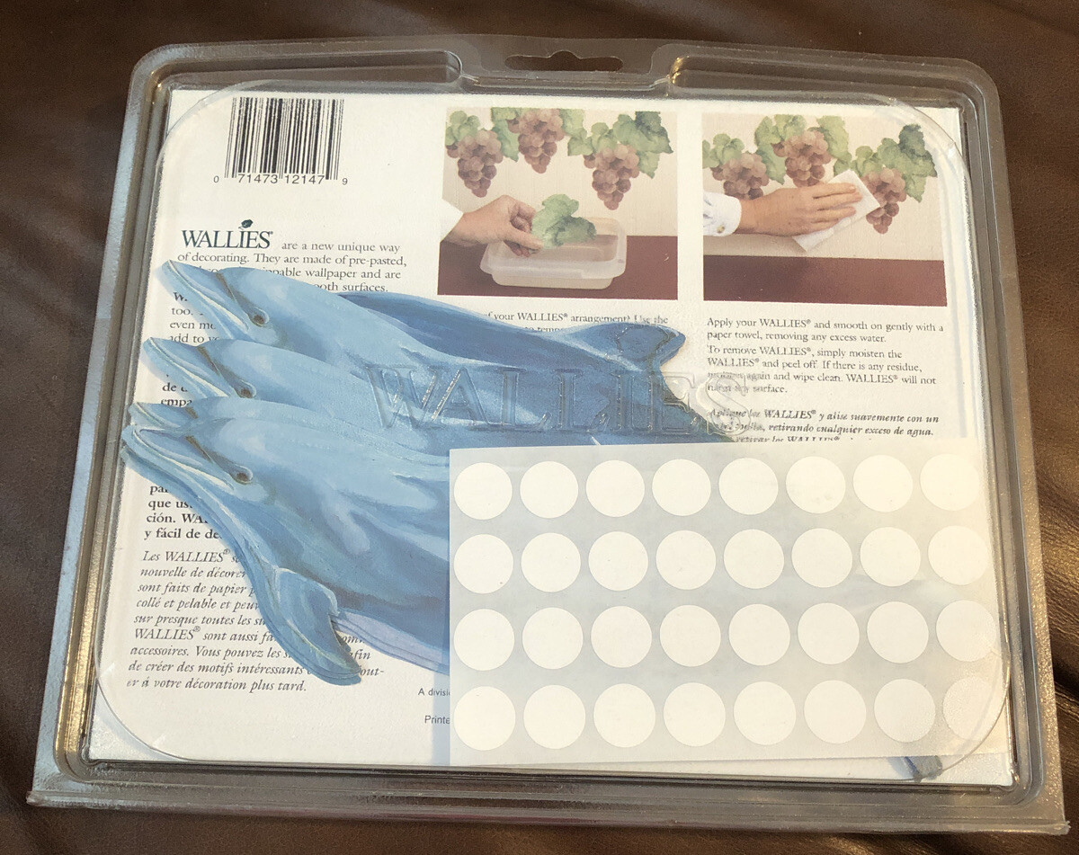 WALLIES Wallpaper Cutouts 25 Blue Dolphins Washable Pre-Pastes Strippable