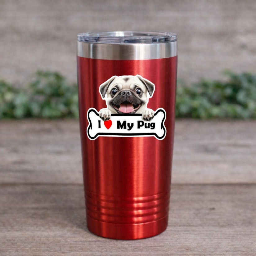 I Love My Pug, Sticker, Peel N' Stick, Different Sizes