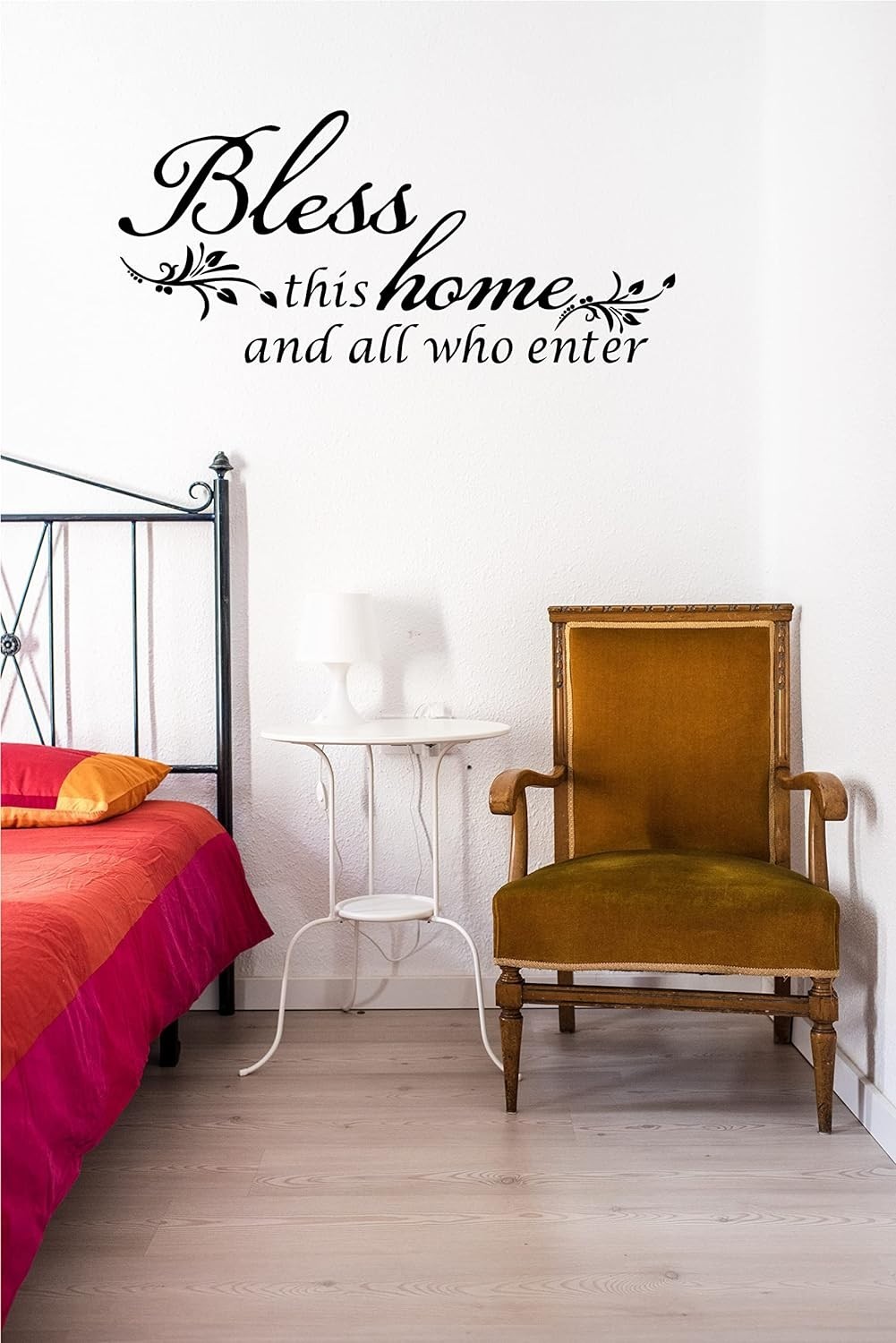 Bless This Home and All who Enter Vinyl Wall Decal Entryway Living Bible Verse