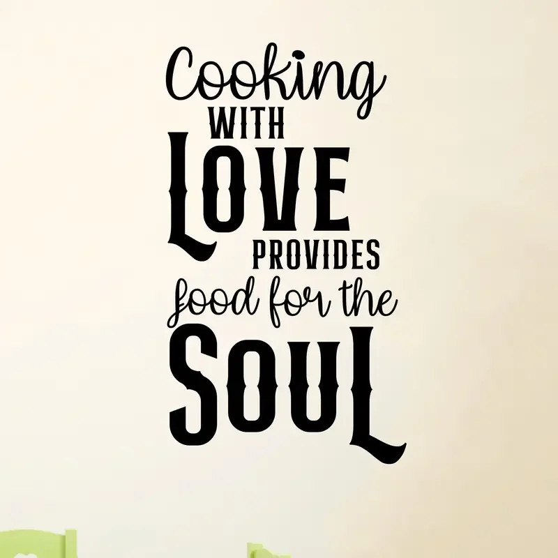 Contemporary "Cooking with Love" Wall Decal Matte Finish Kitchen Art Sticker