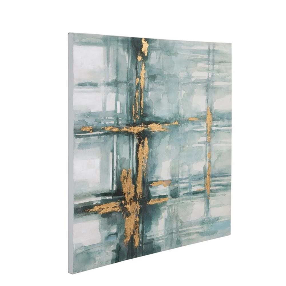Pemberly Row Modern Abstract Gallery Wrapped Canvas in Green