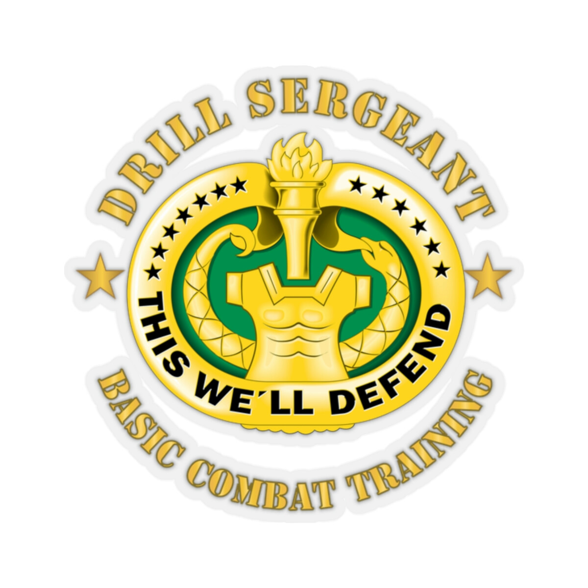 Kiss-Cut Stickers – Army – Drill Sgt Badge – Basic Combat Training X 300