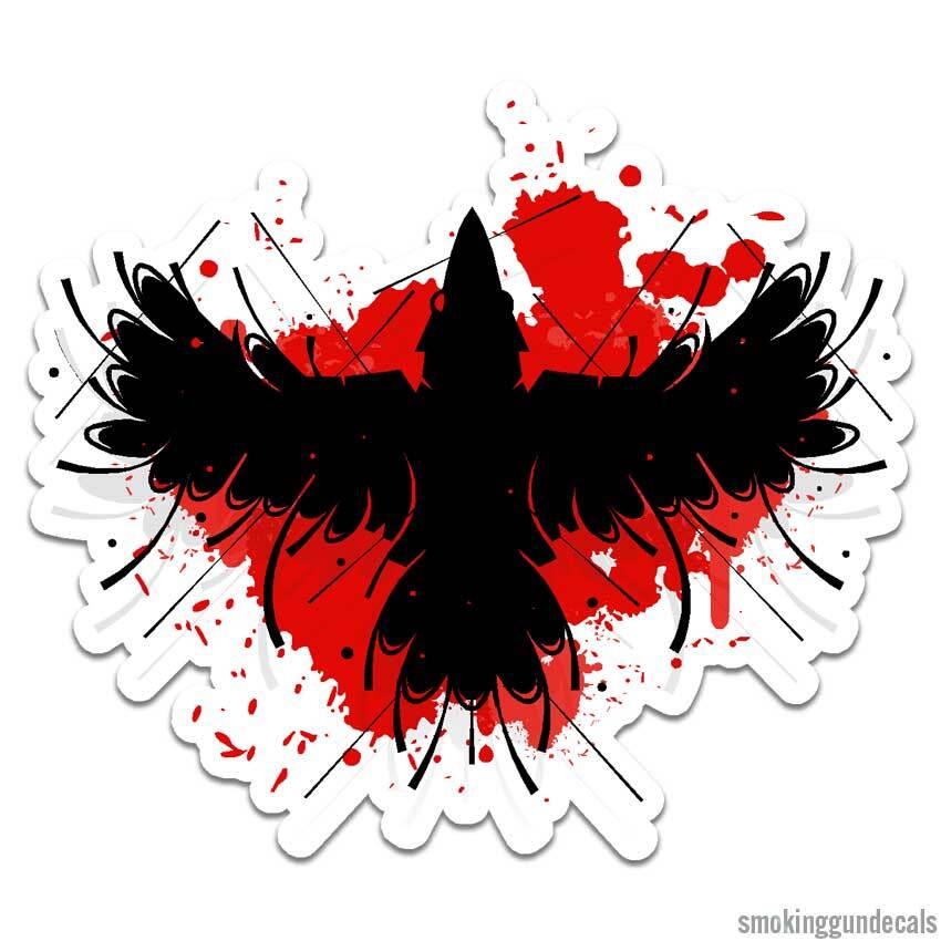 Crow Blood Splatter, Vinyl Decal Sticker, Indoor Outdoor, 3 Sizes, #12031
