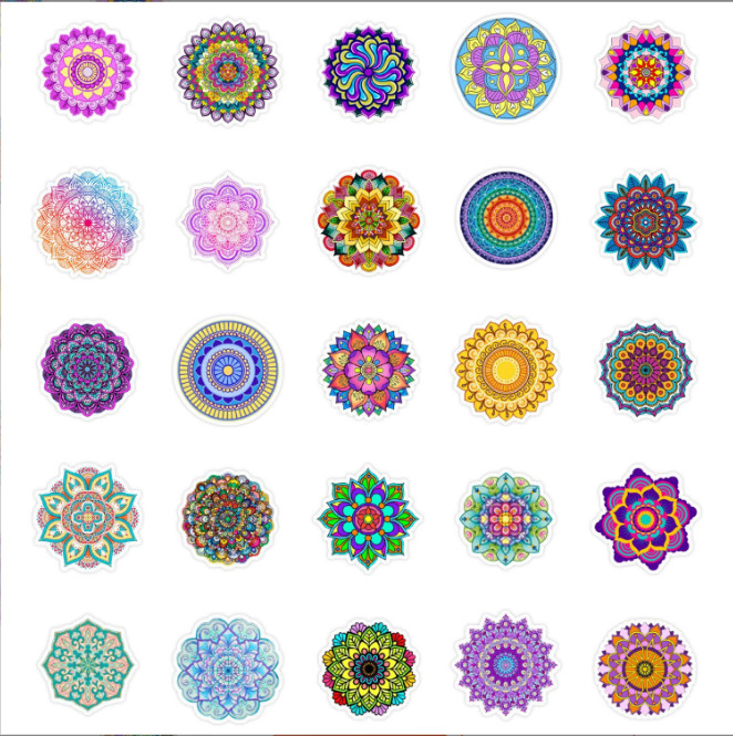 50 Pcs Stickers Mandala Boho Symbol Flowers Luggage Skateboard Laptop Car Vinyl