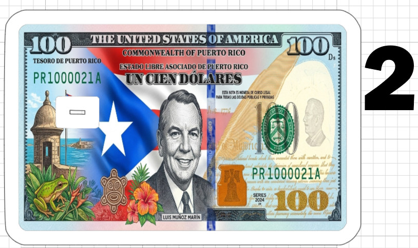 100 Dollar Puerto Rico Flag Bill Gift Credit Debit ATM Card Skin Sticker Art USA