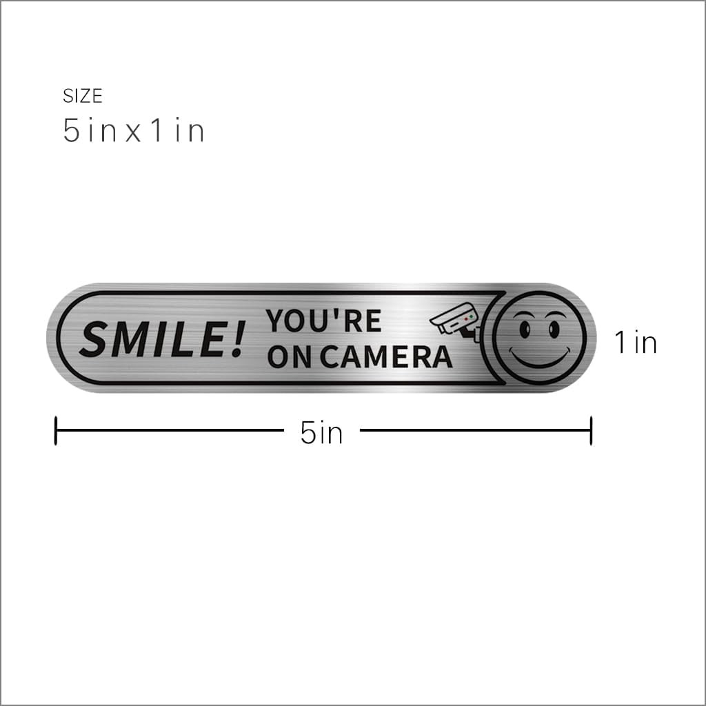 8 Pieces Smile You'Re on Camera Stickers for Cars, Brushed Silver 24 Hour Video