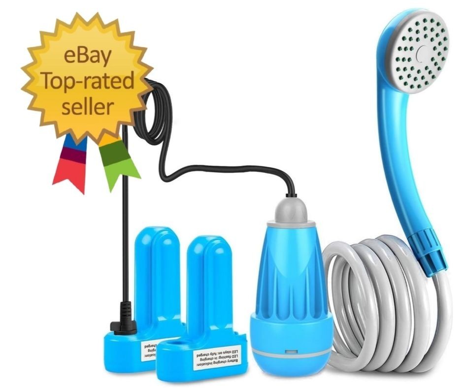 Portable Shower Camping Shower Outdoor Camp Shower Pump, Electric Rechargeable P