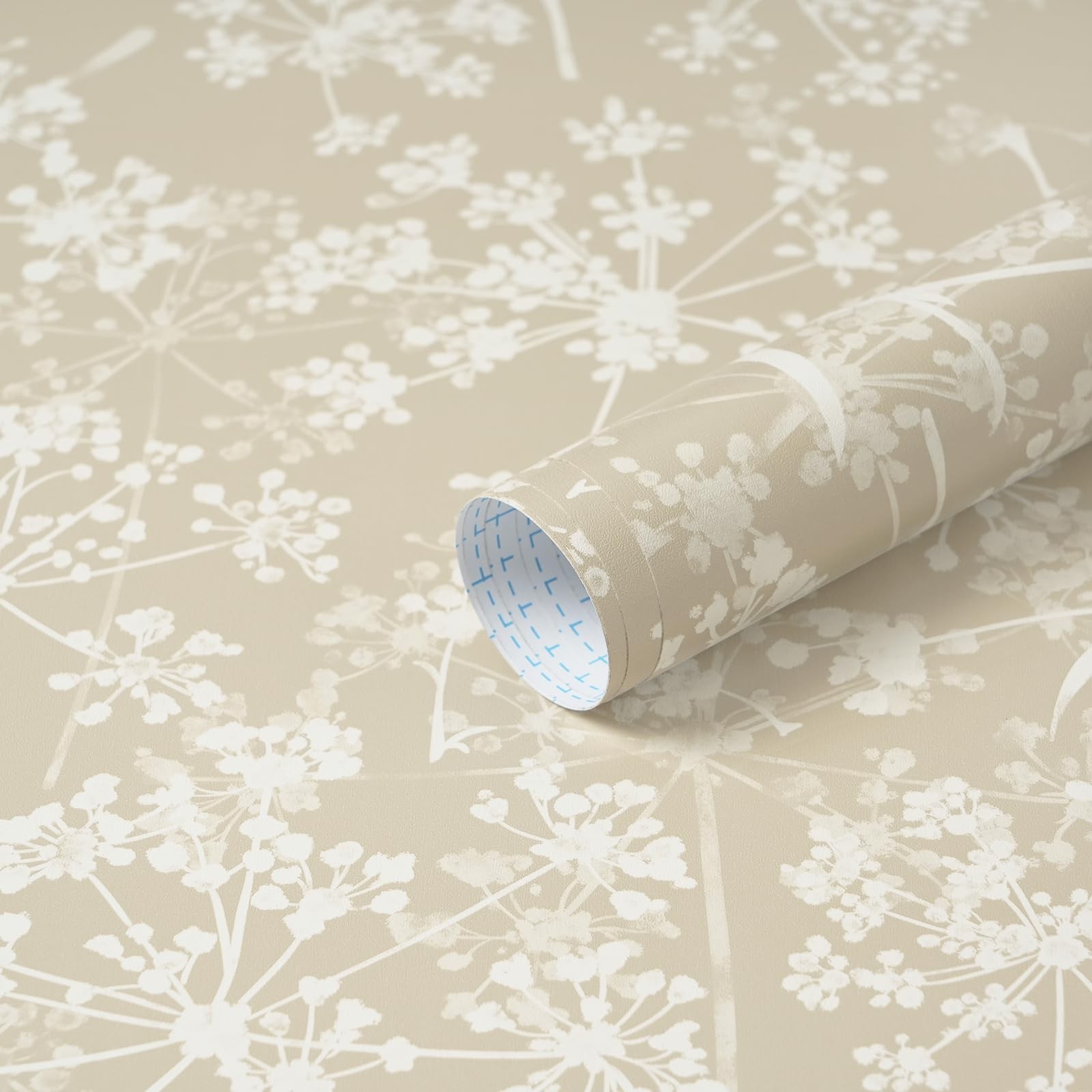 Safiyya Peel and Stick Wallpaper Floral Contact Paper 78.7" x 17.3" Beige Wal…
